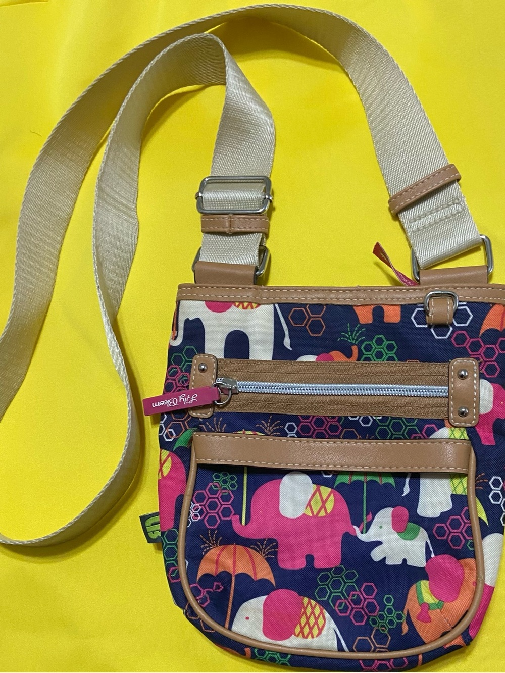 Lily Bloom Pink-Lined Multicolor Zip Pouch Crossbody Bag
